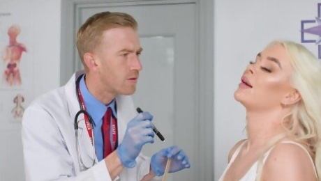 Small boobs blondie Gina Varney gets a full body exam by a doctor